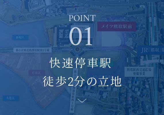 point01 快速停車駅 徒歩2分の立地