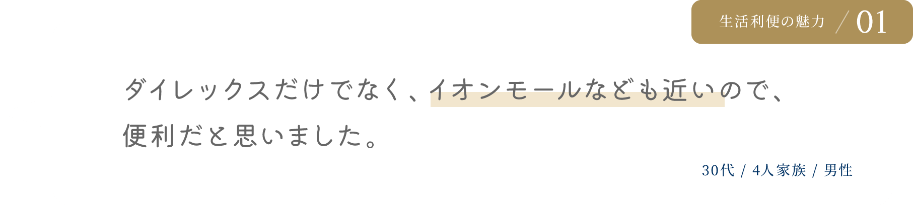 ダイレックスだけでなく、イオンモールなども近いので、
              便利だと思いました。